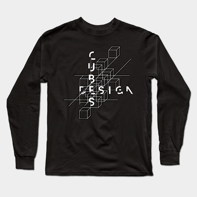 Geometrical Cube Minimal Design Long Sleeve T-Shirt by lkn